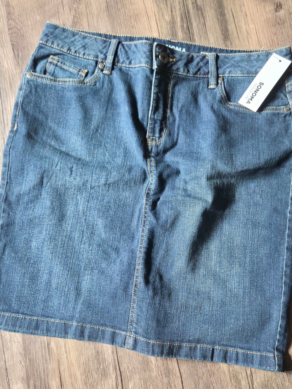 NWT SONOMA Denim Jean Skirt in Dark Wash Sz 12, Short Skirt